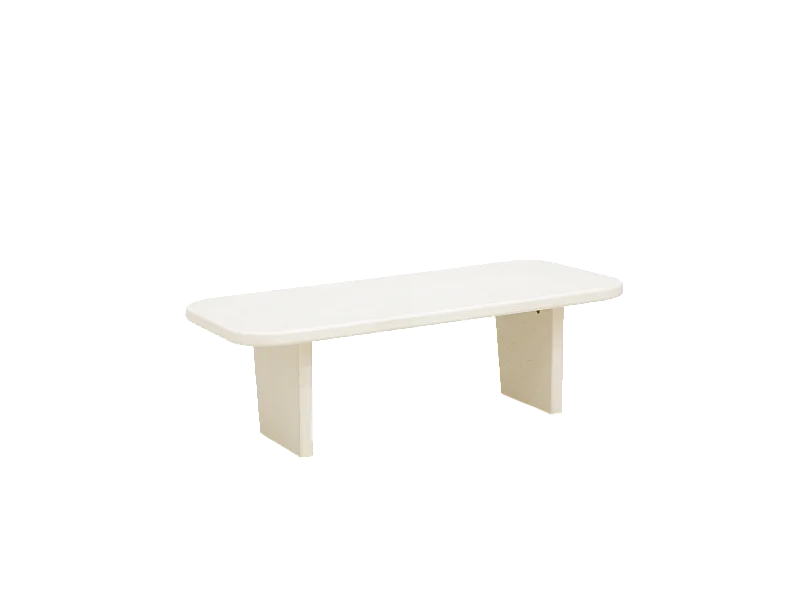 Table basse en microciment avec deux pieds blanc cassé 95x30cm - BIMBA - DECOWOOD