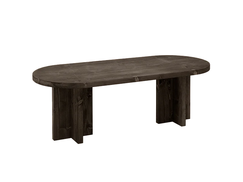 Tavolo basso ovale in legno massello in tono nero 120x40cm - TOKYO - DECOWOOD