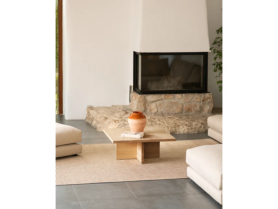 Tavolino quadrato in legno massiccio colore marrone chiaro 80x33,22cm - TENA - DECOWOOD