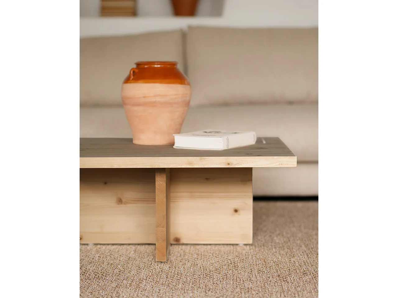 Tavolino quadrato in legno massiccio colore marrone chiaro 80x33,22cm - TENA - DECOWOOD