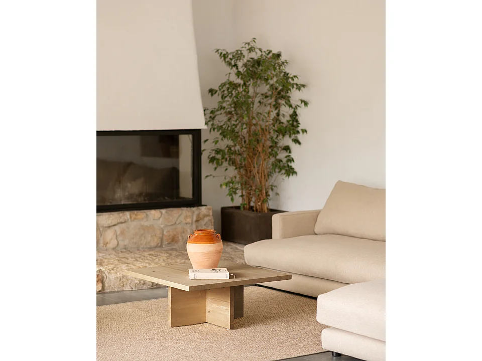 Tavolino quadrato in legno massiccio colore marrone chiaro 80x33,22cm - TENA - DECOWOOD