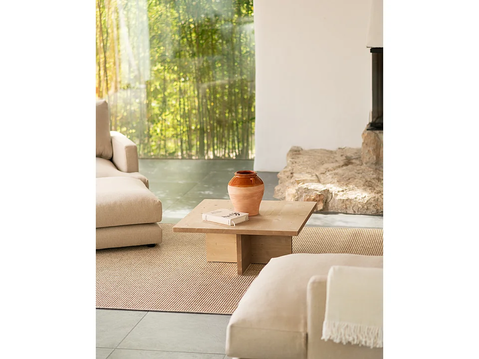 Tavolino quadrato in legno massiccio colore marrone chiaro 80x33,22cm - TENA - DECOWOOD