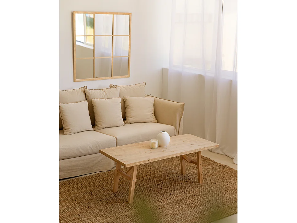 Mesa de centro rectangular de madera de abeto Decowood en color roble medio de 120x50cm - SIEP - DECOWOOD