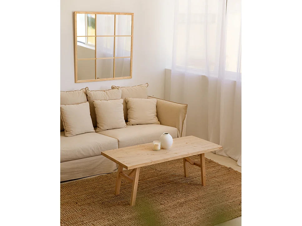 Mesa de centro rectangular de madera de abeto Decowood en color roble medio de 120x50cm - SIEP - DECOWOOD