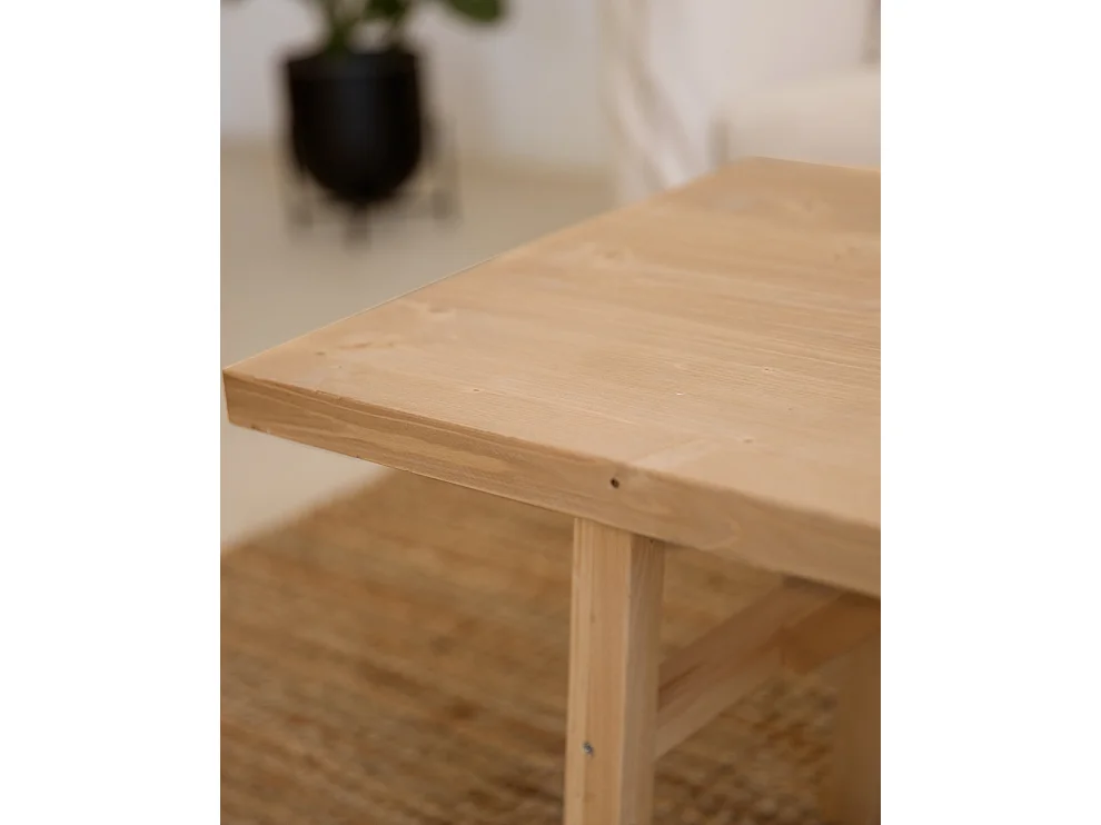 Mesa de centro rectangular de madera de abeto Decowood en color roble medio de 120x50cm - SIEP - DECOWOOD