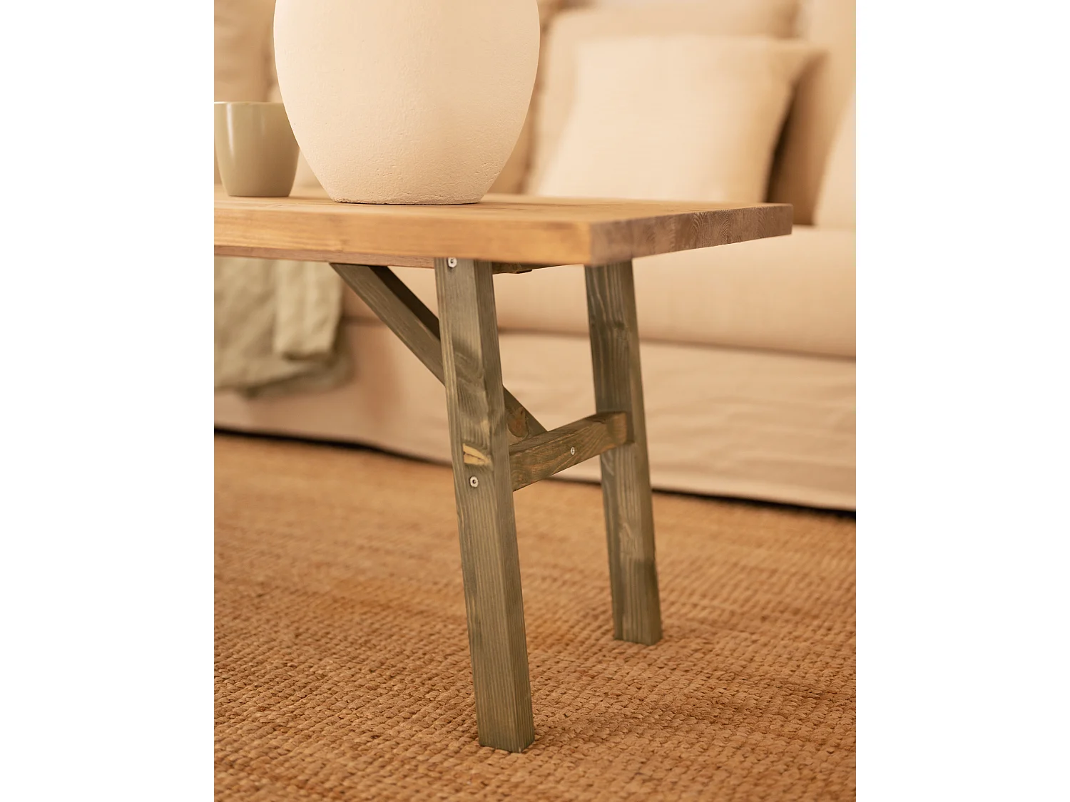 Mesa de centro rectangular de madera de abeto Decowood en color verde de 120x50cm - SIEP - DECOWOOD