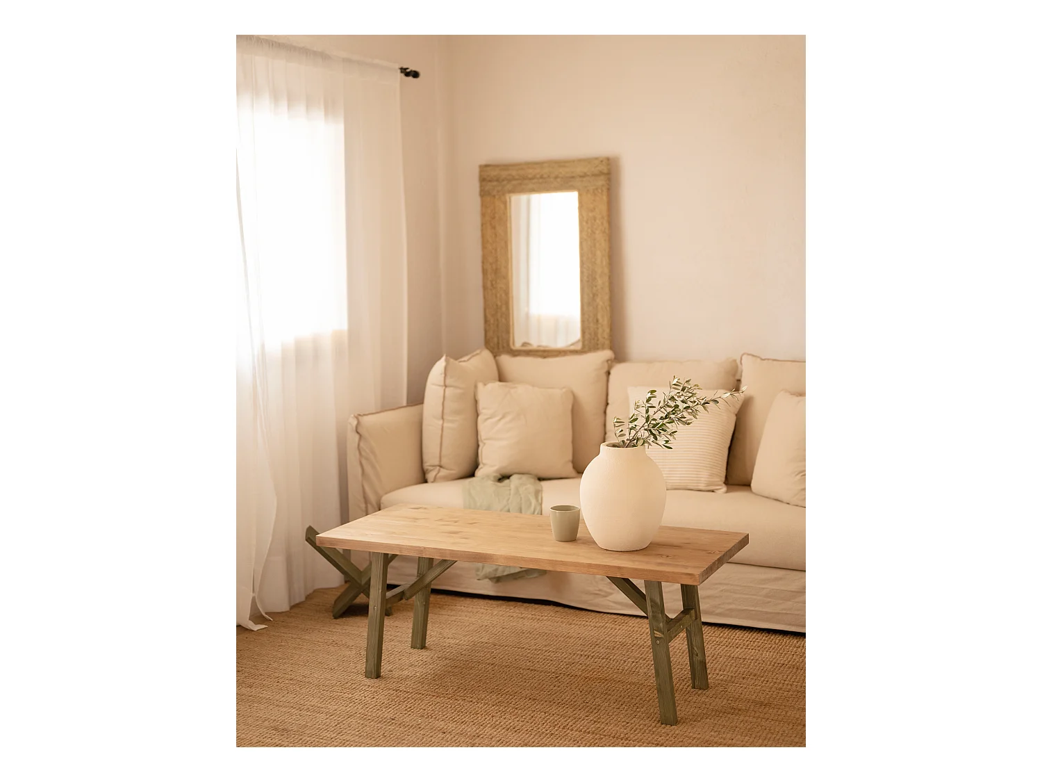 Table basse en bois de sapin verd 120x45cm - SIEP - DECOWOOD