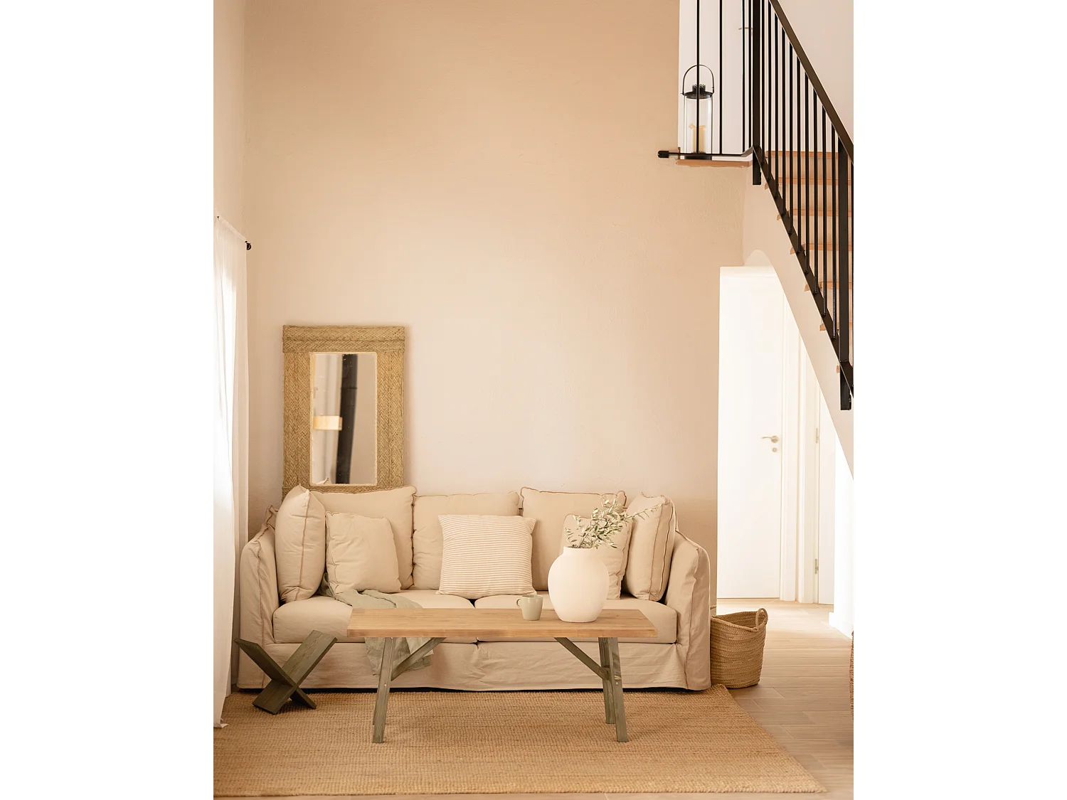 Tavolo basso rettangolare in legno massello in tono verde 120x45cm - SIEP - DECOWOOD