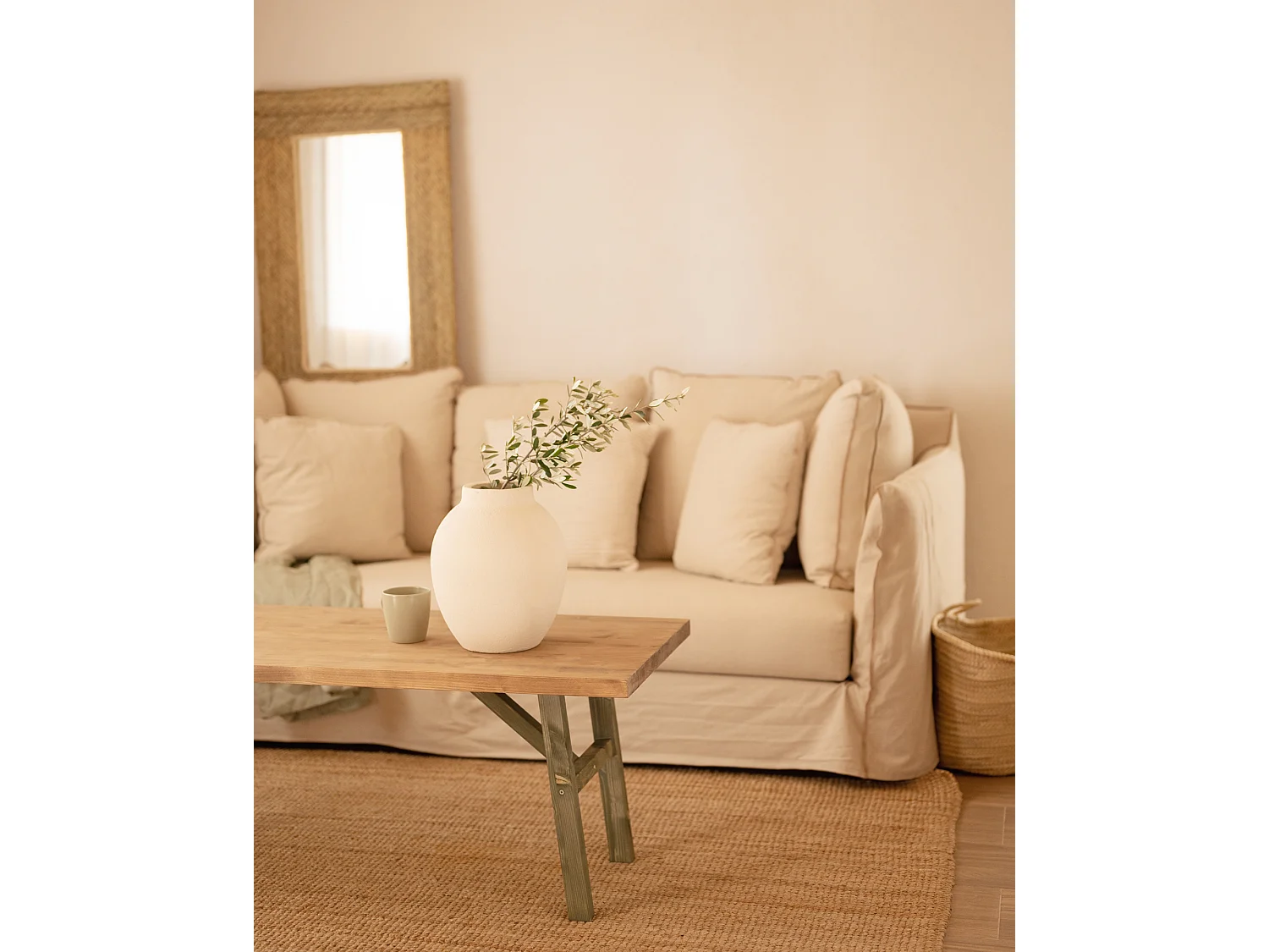 Tavolo basso rettangolare in legno massello in tono verde 120x45cm - SIEP - DECOWOOD