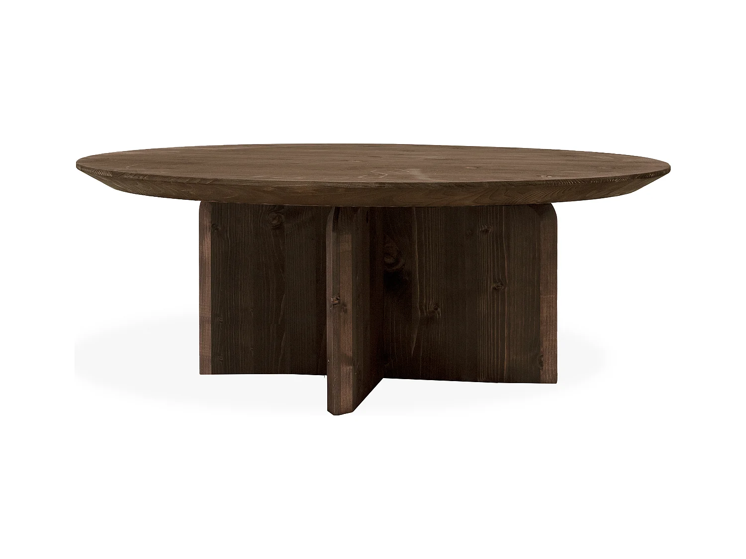 Table basse ronde en bois de sapin marron Ø60x30cm - BLOOM - DECOWOOD