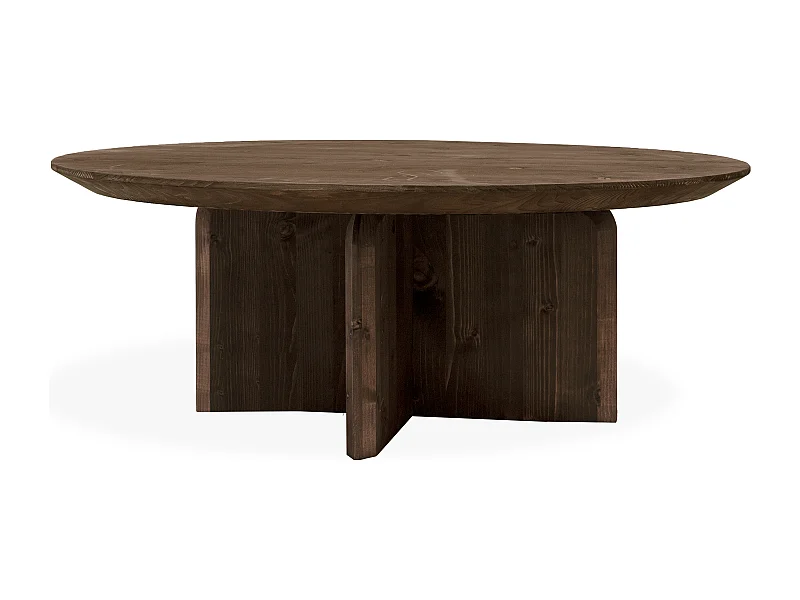 Table basse ronde en bois de sapin marron Ø60x30cm - BLOOM - DECOWOOD