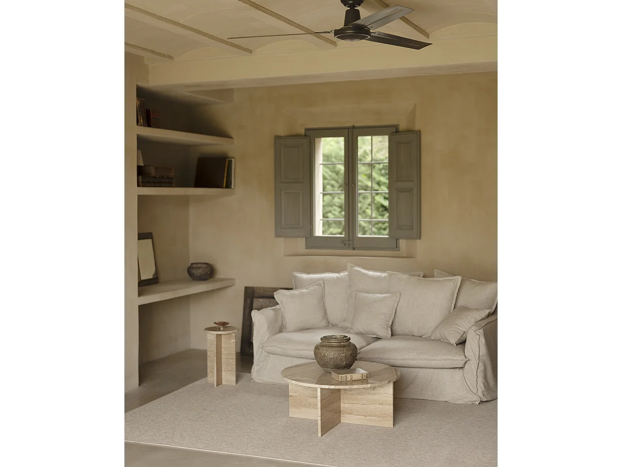 Mesa de centro redonda de mármol daino reale DECOWOOD de Ø60x40cm - TOSCANA - DECOWOOD