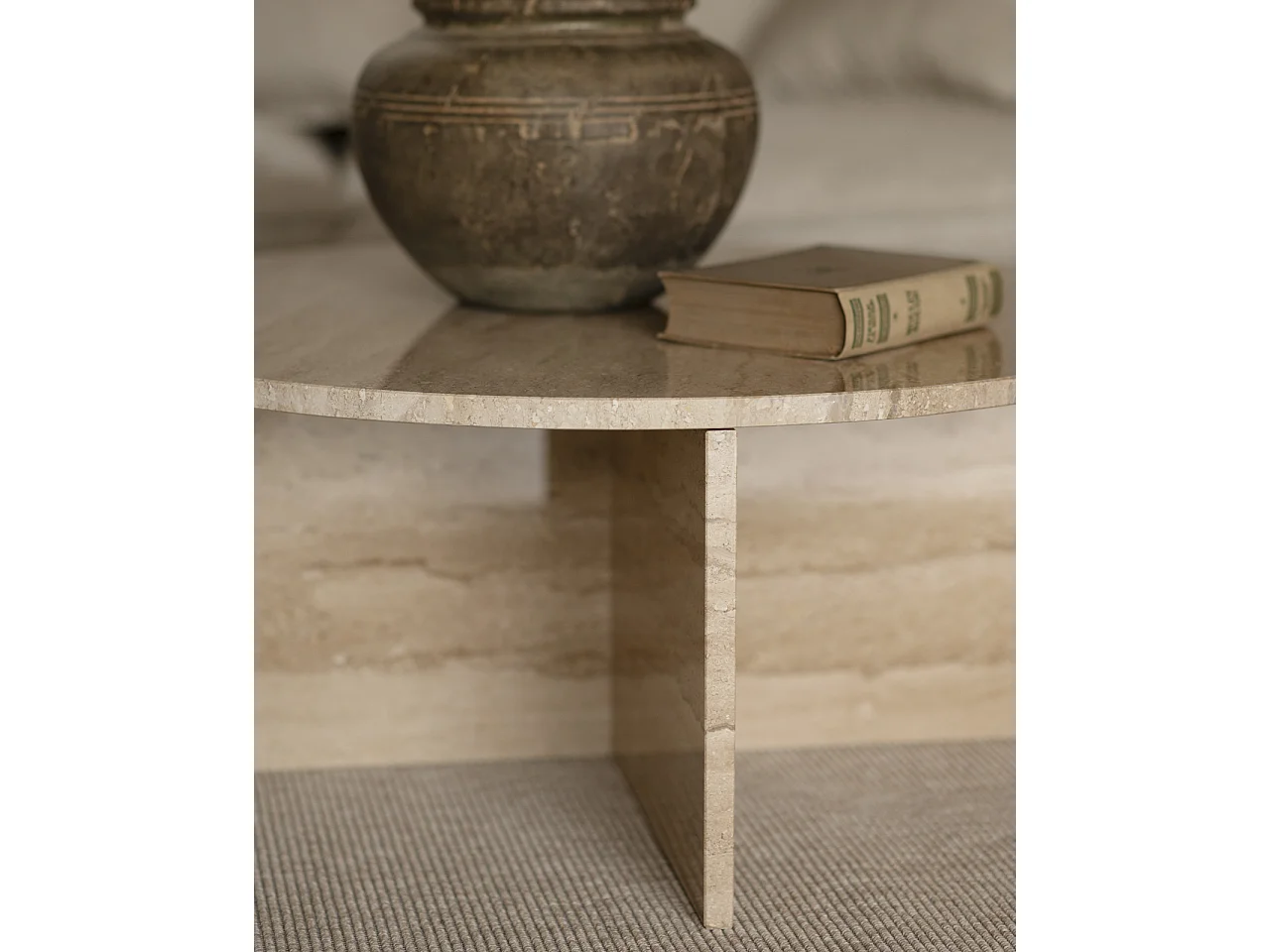 Mesa de centro redonda de mármol daino reale DECOWOOD de Ø60x40cm - TOSCANA - DECOWOOD