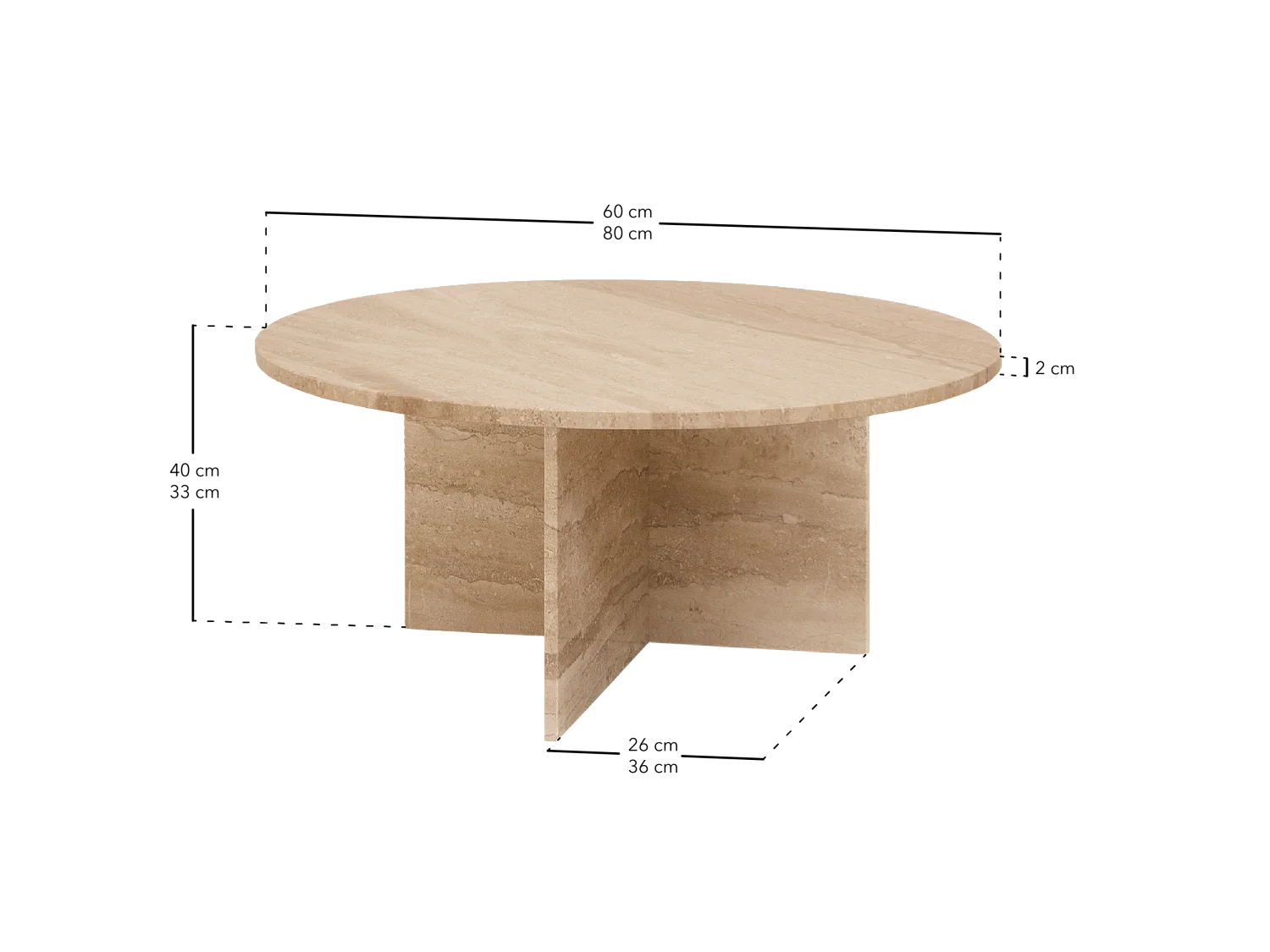 Tavolino rotondo in marmo daino reale Ø60cm