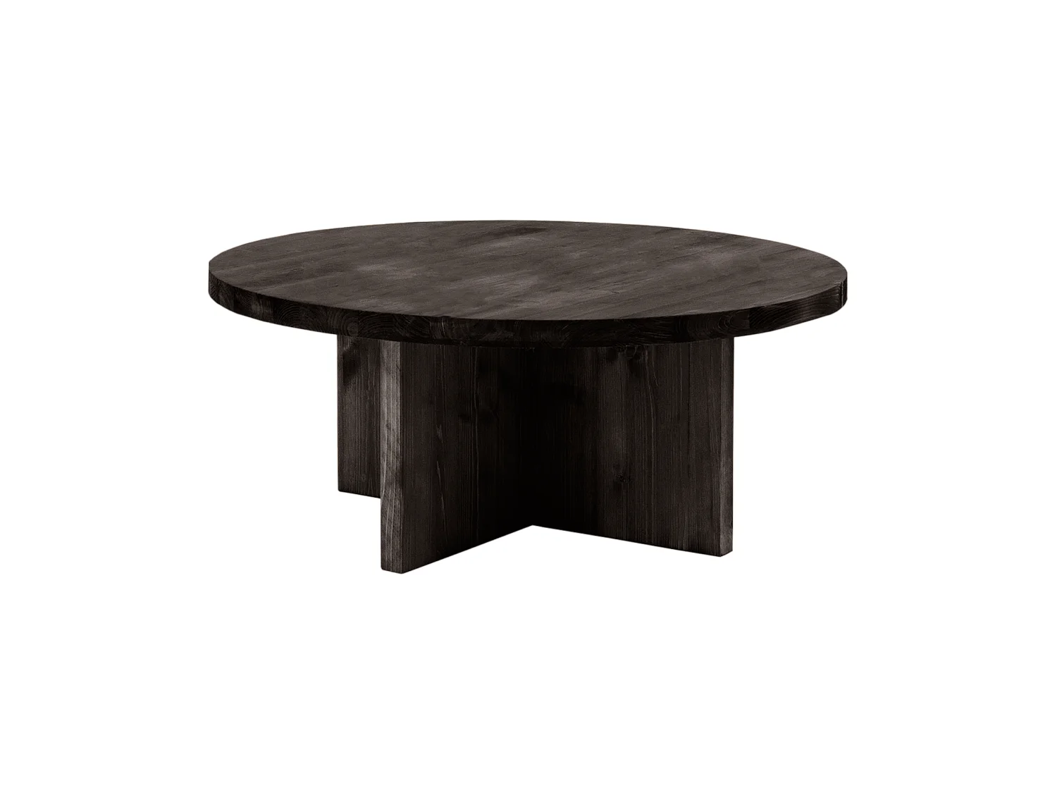 Mesa de centro redonda de madera de abeto Decowood color negro de Ø80cm - TOKYO - DECOWOOD