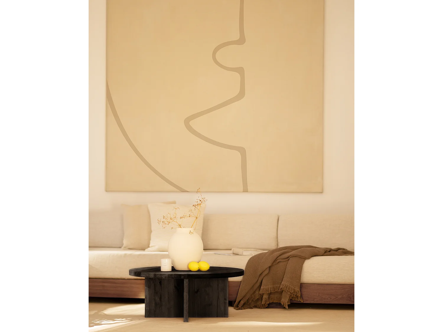 Mesa de centro redonda de madera de abeto Decowood color negro de Ø80cm - TOKYO - DECOWOOD