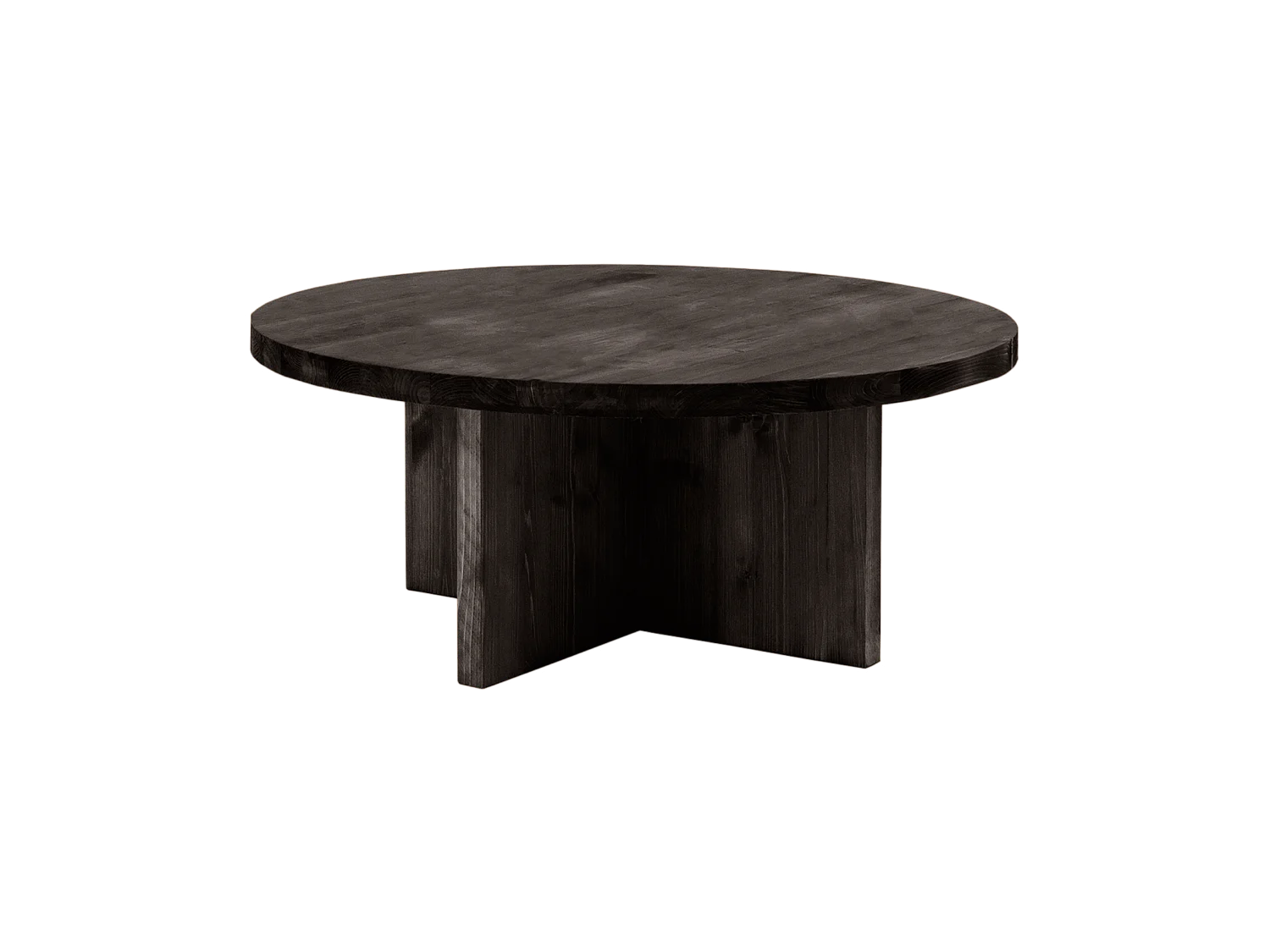 Mesa de centro redonda de madera de abeto Decowood color negro de Ø80cm - TOKYO - DECOWOOD