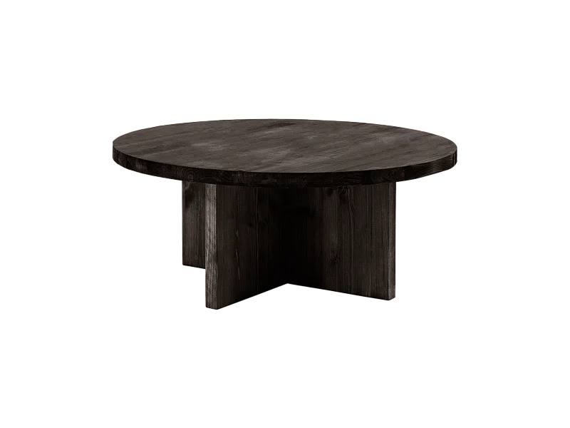 Tavolo basso rotondo in legno massello in tono nero Ø80x33,2cm - TOKYO - DECOWOOD