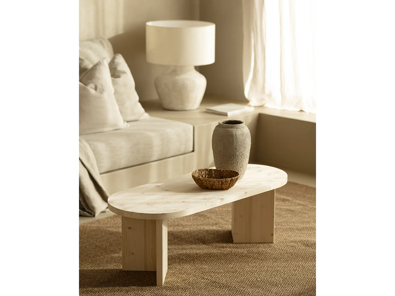 Table basse en bois de sapin naturel 120x40cm - OSAKA - DECOWOOD