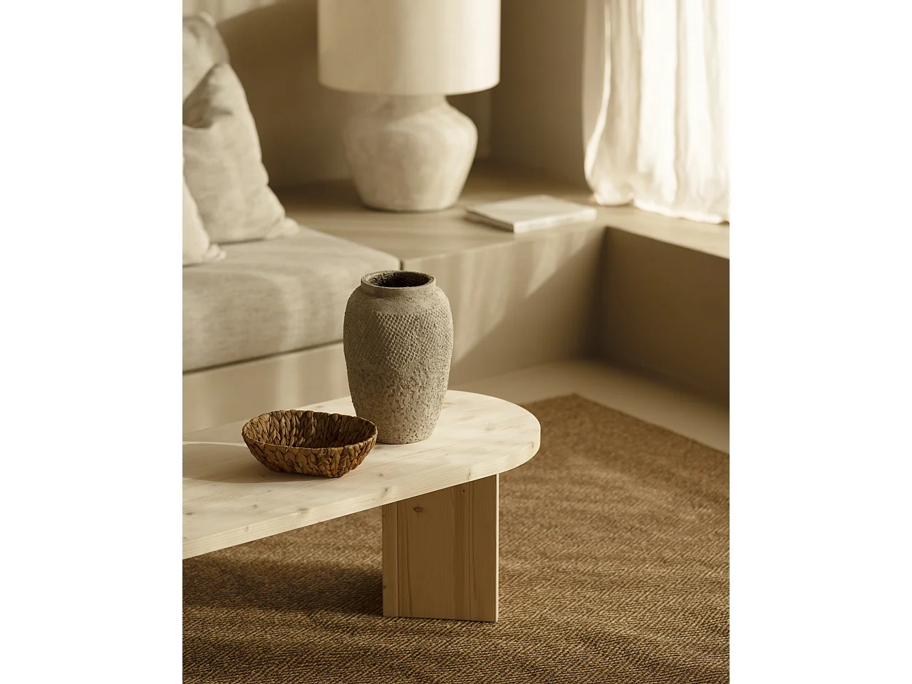 Table basse en bois de sapin naturel 120x40cm - OSAKA - DECOWOOD