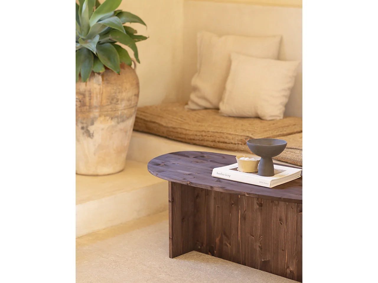 Table basse en bois de sapin marron 128,6x43,25cm - MUR - DECOWOOD