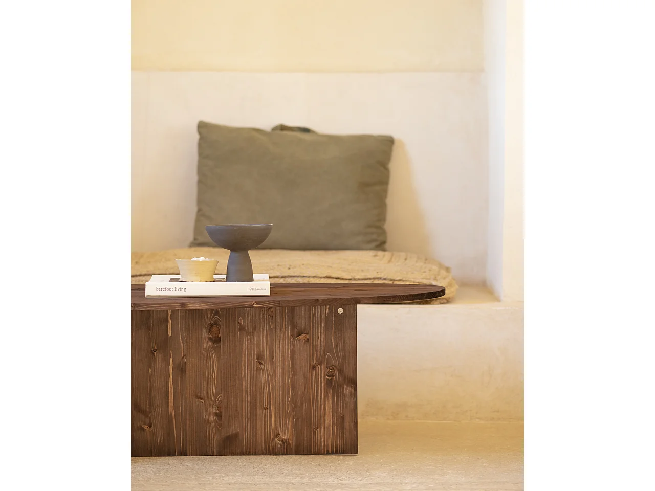 Table basse en bois de sapin marron 128,6x43,25cm - MUR - DECOWOOD