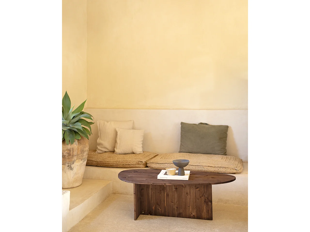 Table basse en bois de sapin marron 128,6x43,25cm - MUR - DECOWOOD