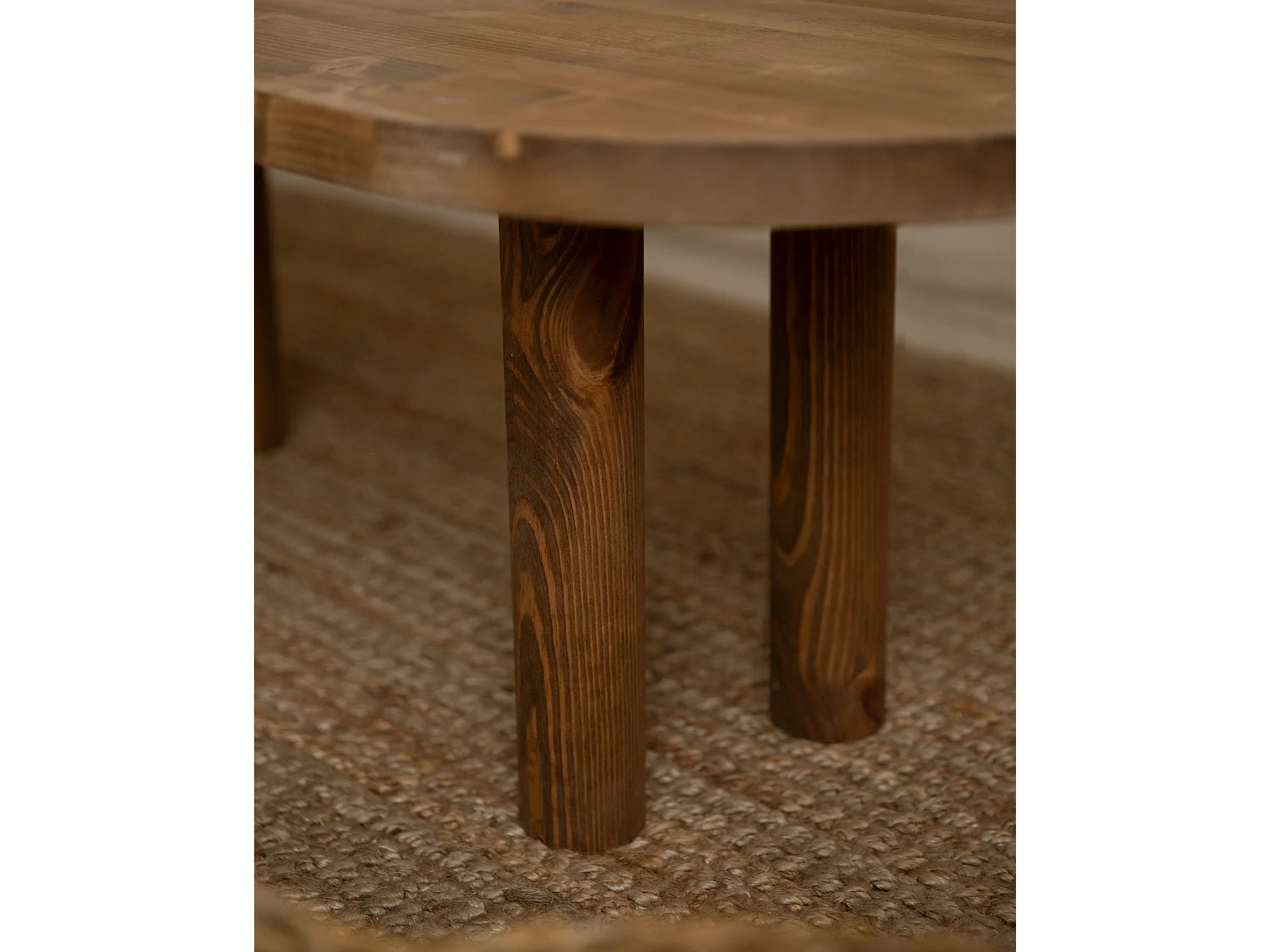 Tavolo basso ovale in legno massello in tono rovere scuro 120x40cm - GINA - DECOWOOD