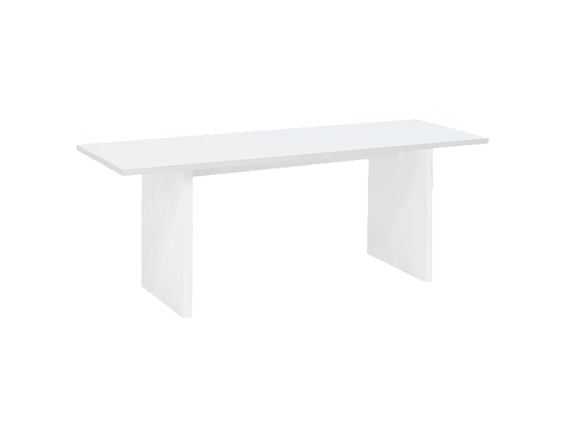 Tavolo basso rettangolare in legno massello in tono bianco 120x45cm - BALI - DECOWOOD