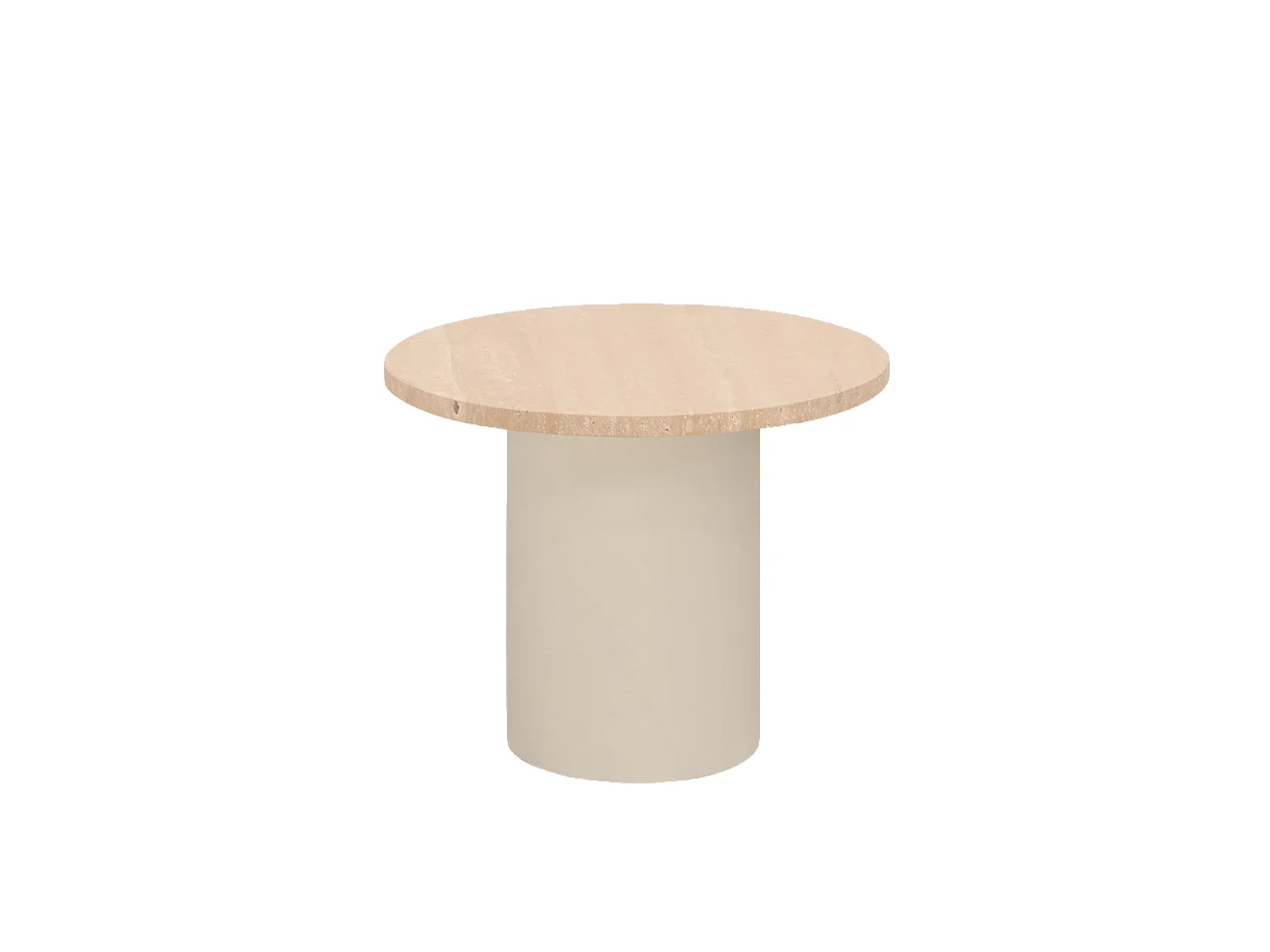 Table basse ronde en marbre travertin avec pieds en microciment teinte beige 45x60cm - LUCÍA - DECOWOOD