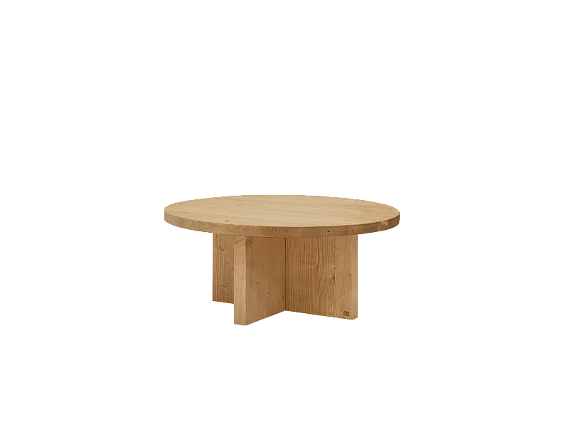 Tavolo basso rotondo in legno massello in tono marrone chiaro Ø60x33,2cm - TOKYO - DECOWOOD