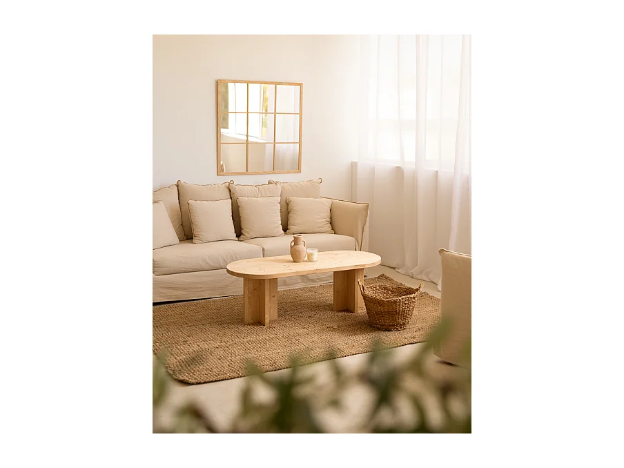 Table basse en bois de sapin marron 120x40cm - TOKYO - DECOWOOD