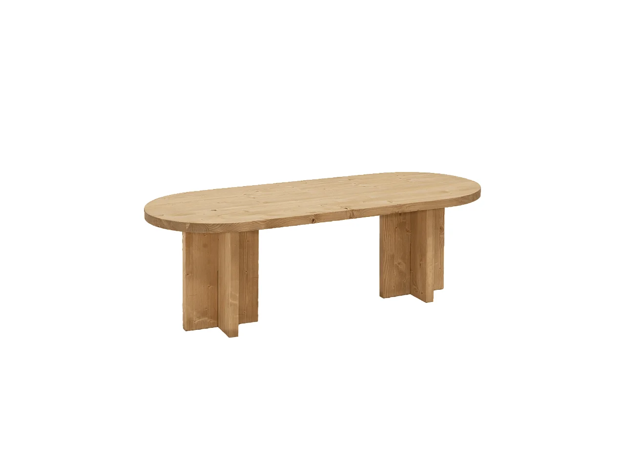 Tavolo basso ovale in legno massello in tono marrone chiaro 120x40cm - TOKYO - DECOWOOD