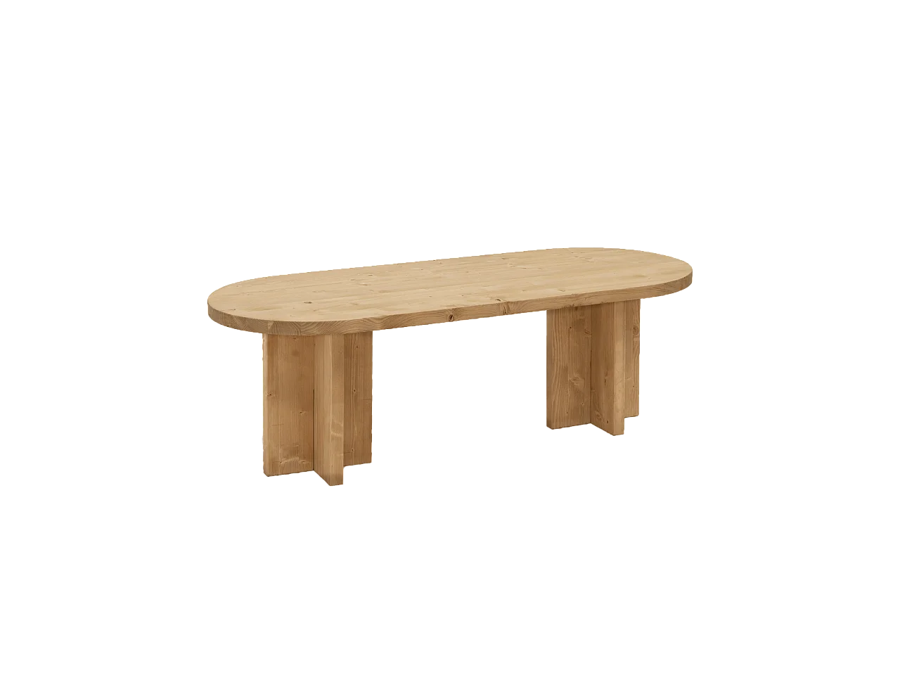 Tavolo basso ovale in legno massello in tono marrone chiaro 120x40cm - TOKYO - DECOWOOD