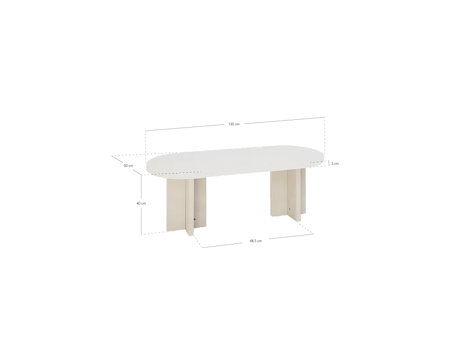 Tavolo basso ovale in legno massello in tono marrone chiaro 120x40cm - TOKYO - DECOWOOD