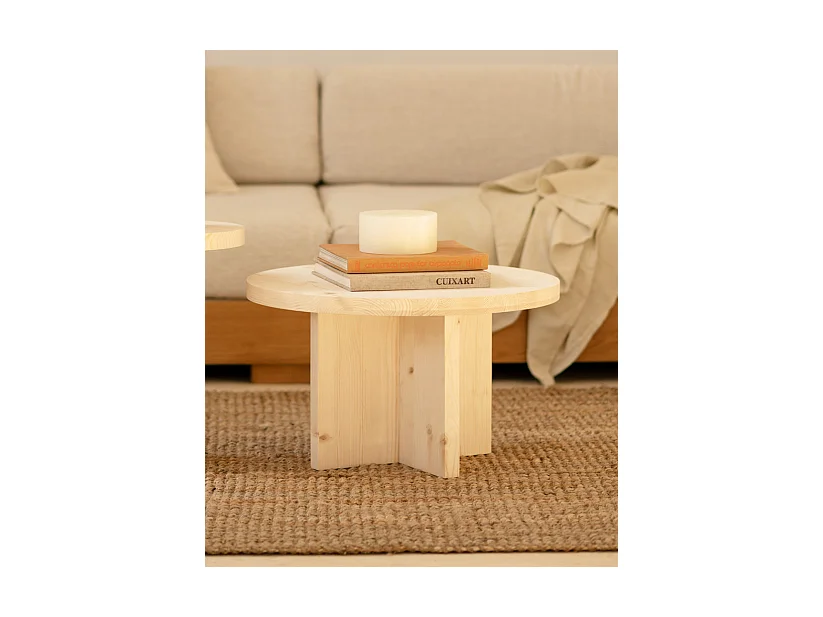 Ensemble 2 tables en bois de sapin naturel 80x30cm - TOKYO - DECOWOOD