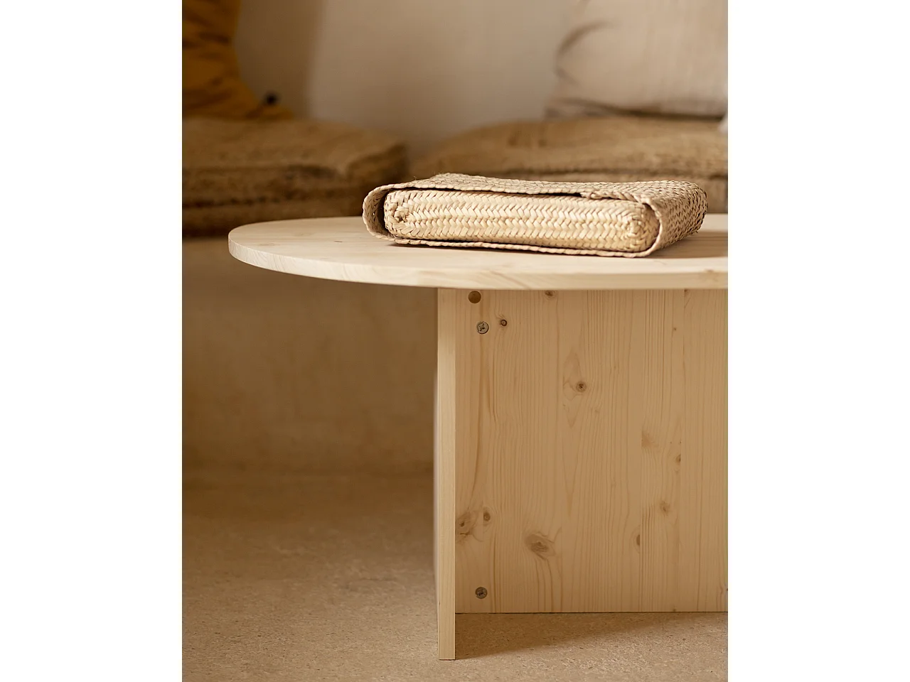 Table basse en bois de sapin naturel 128,6x43,25cm - MUR - DECOWOOD