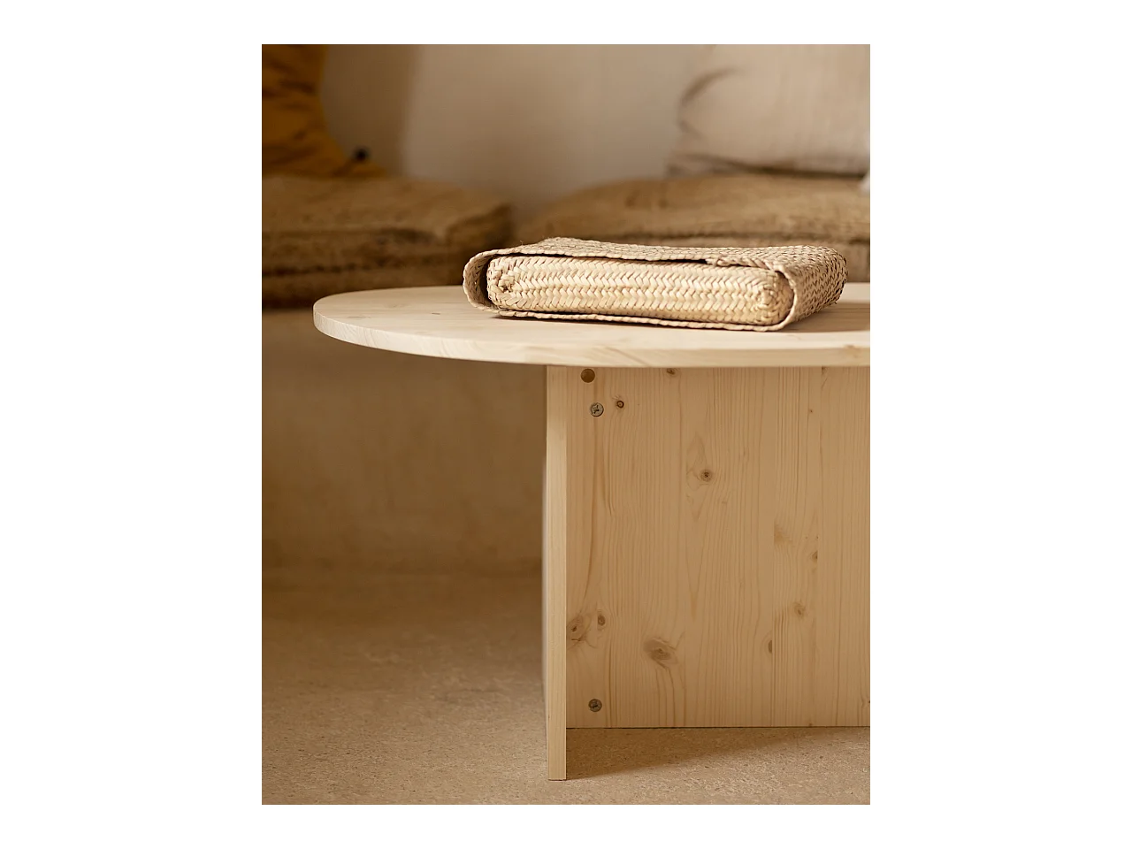 Table basse en bois de sapin naturel 128,6x43,25cm - MUR - DECOWOOD