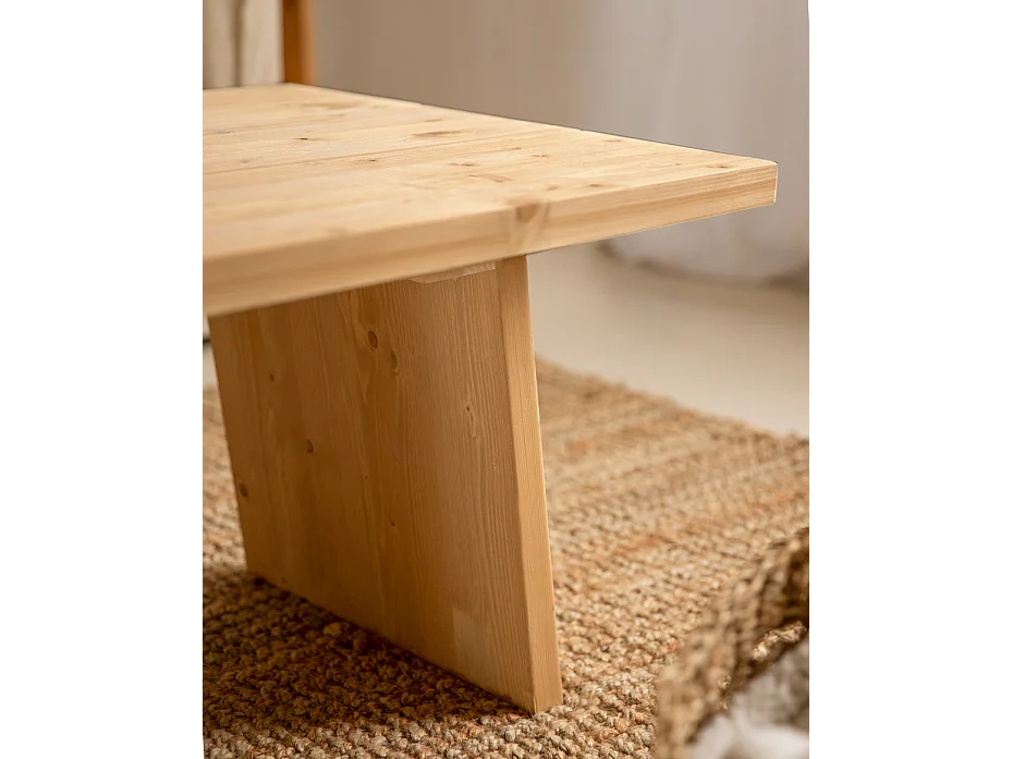 Tavolo basso rettangolare in legno massello in marrone chiaro 120x45cm - FRIDA - DECOWOOD