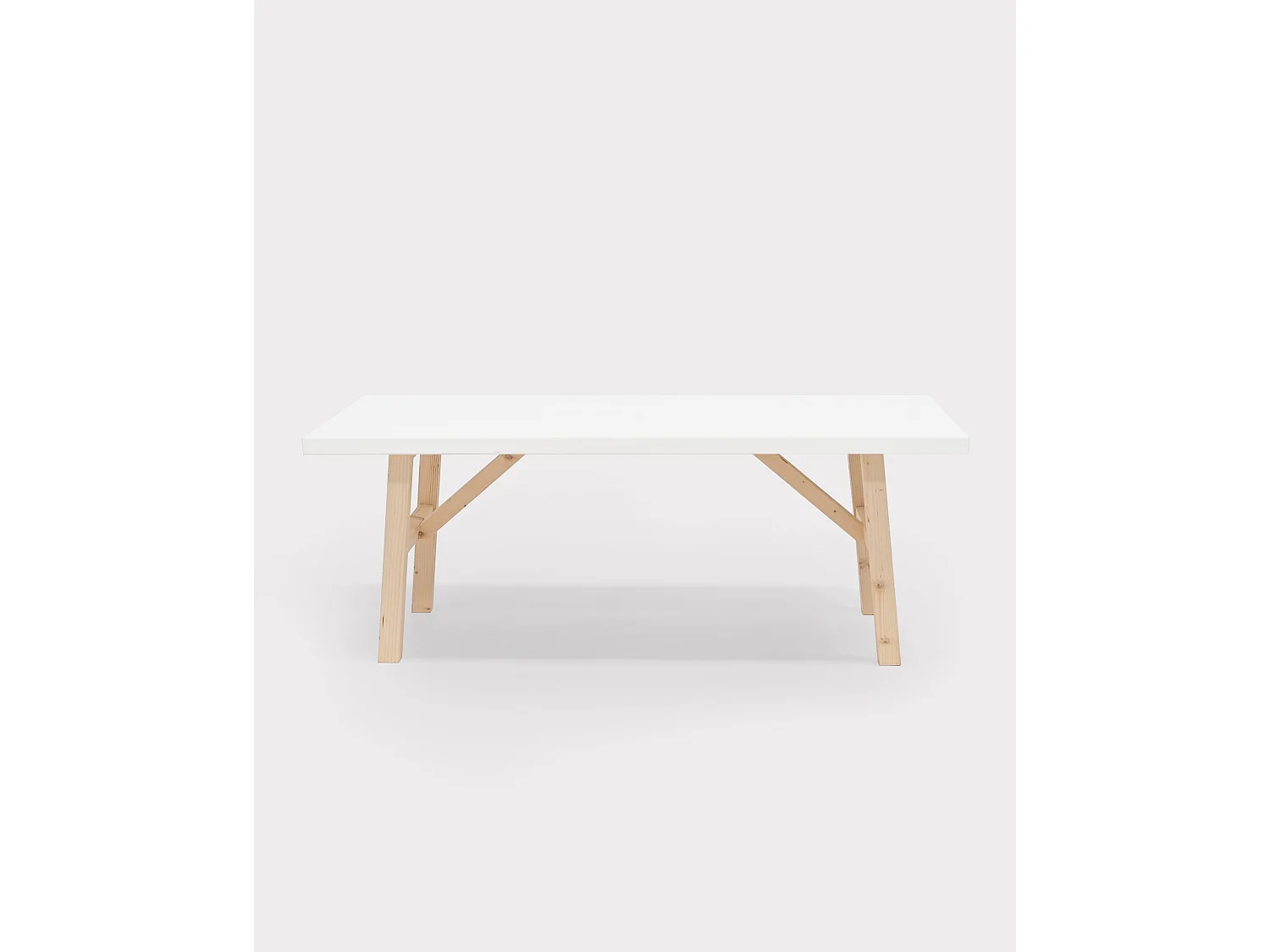 Mesa de centro rectangular de madera de abeto Decowood en color blanco de 120x50cm - SIEP - DECOWOOD