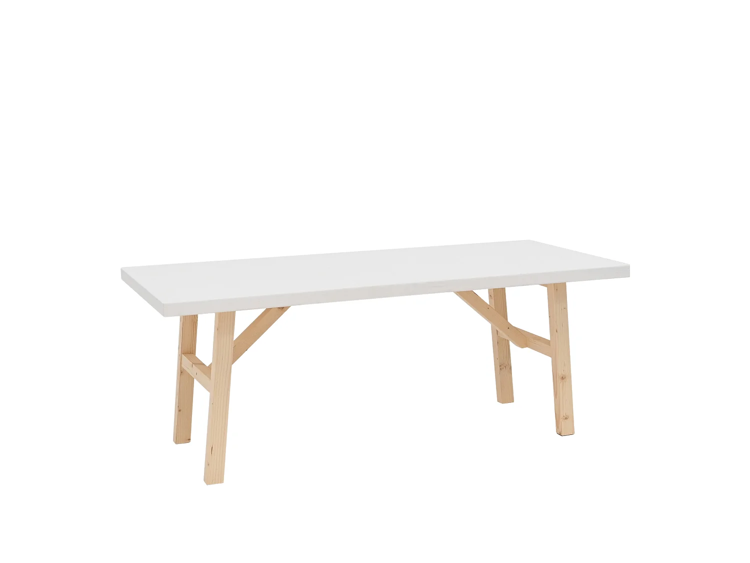 Tavolo basso rettangolare in legno massello in tono bianco 120x45cm - SIEP - DECOWOOD