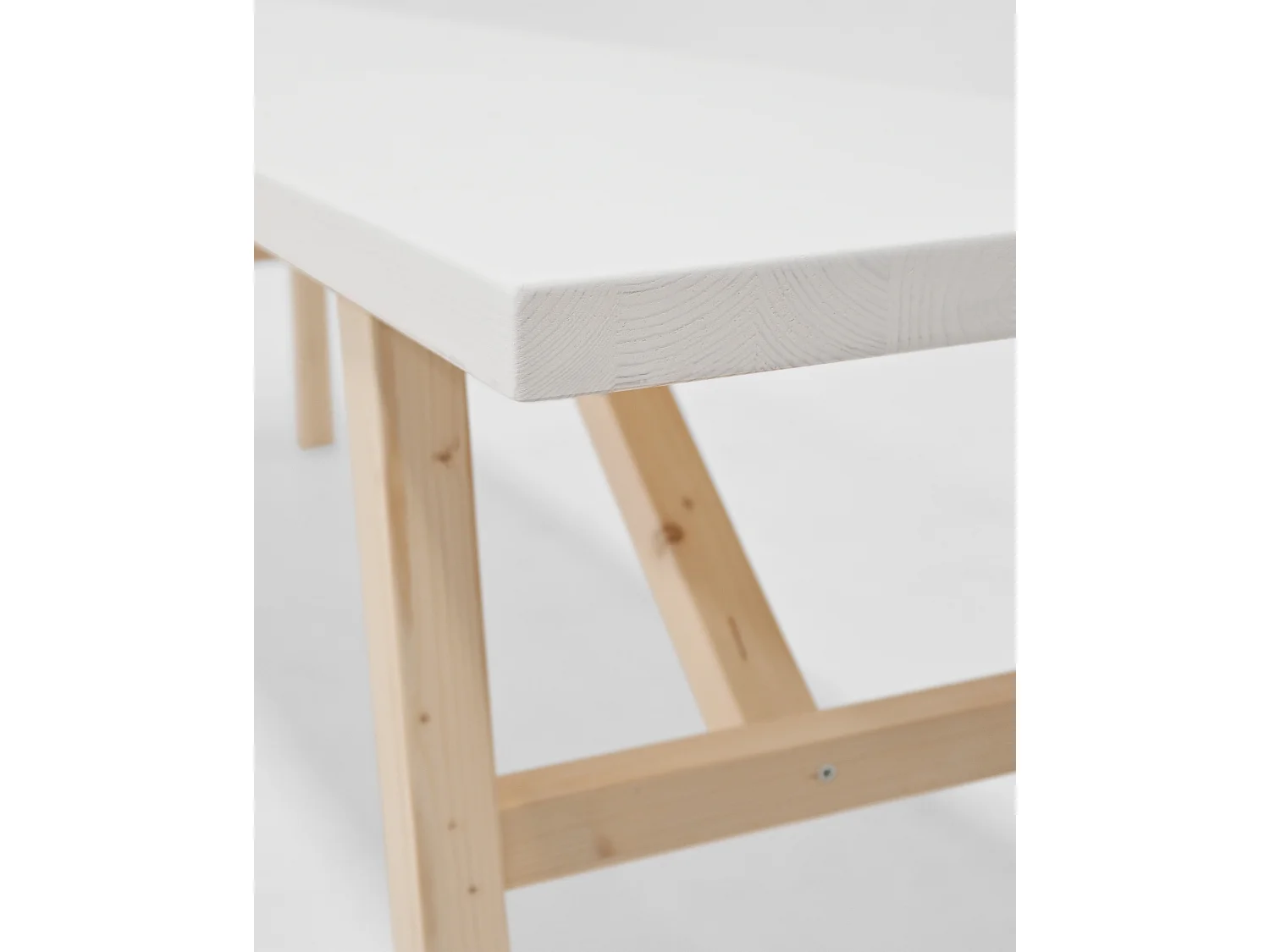 Tavolo basso rettangolare in legno massello in tono bianco 120x45cm - SIEP - DECOWOOD