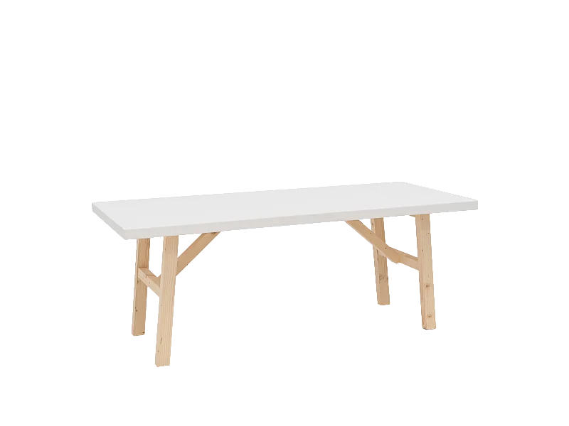 Tavolo basso rettangolare in legno massello in tono bianco 120x45cm - SIEP - DECOWOOD