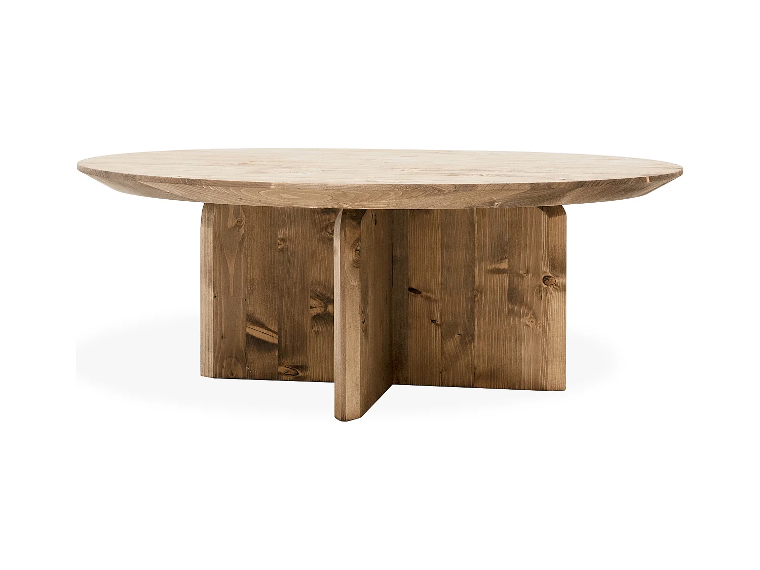 Table basse ronde en bois de sapin vieilli Ø80x30,2cm - BLOOM - DECOWOOD