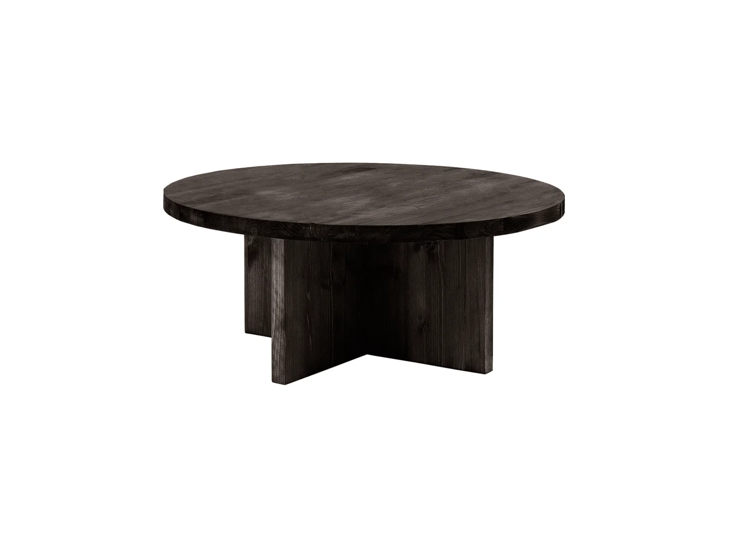 Table basse ronde en bois de sapin noire Ø60x33,2cm - TOKYO - DECOWOOD