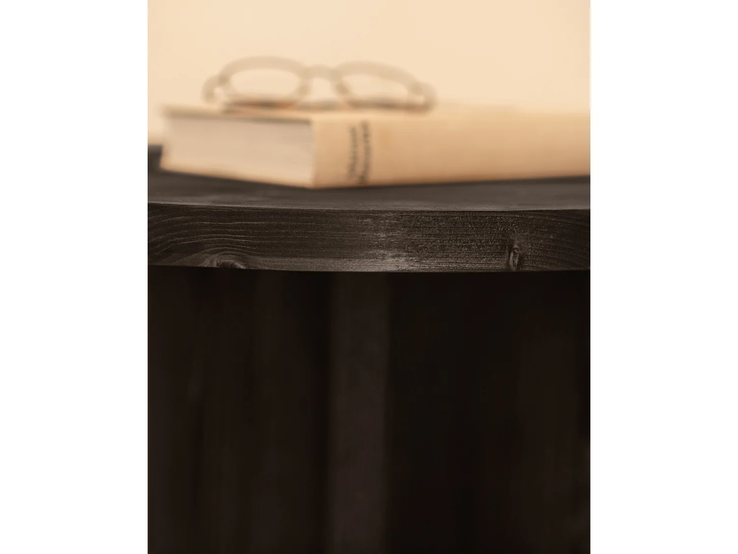 Mesa de centro redonda de madera de abeto Decowood color negro de Ø60cm - TOKYO - DECOWOOD