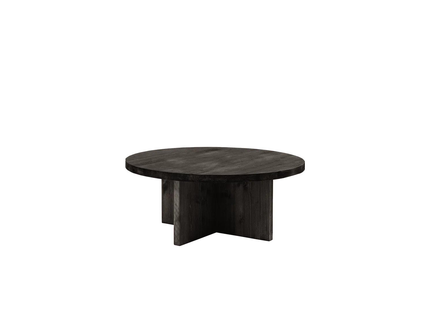 Table basse ronde en bois de sapin noire Ø60x33,2cm - TOKYO - DECOWOOD