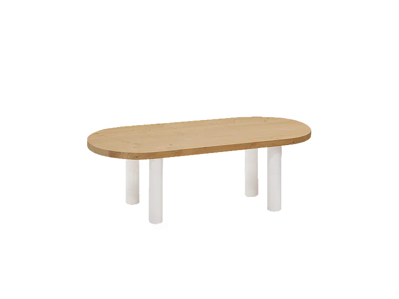 Table basse en bois blanche et marron 120x40cm - GINA - DECOWOOD