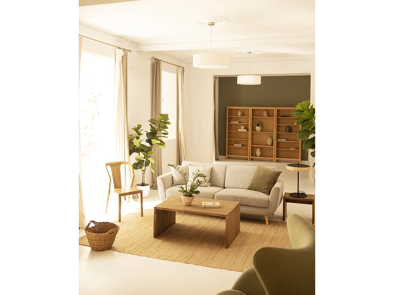 Tavolo basso rettangolare in legno massello in tono rovere scuro 109,4x45cm - TELVA - DECOWOOD