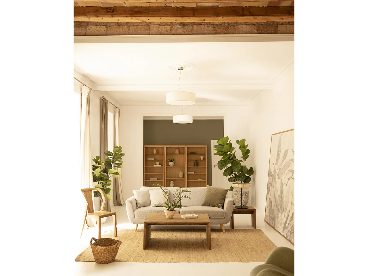 Tavolo basso rettangolare in legno massello in tono rovere scuro 109,4x45cm - TELVA - DECOWOOD